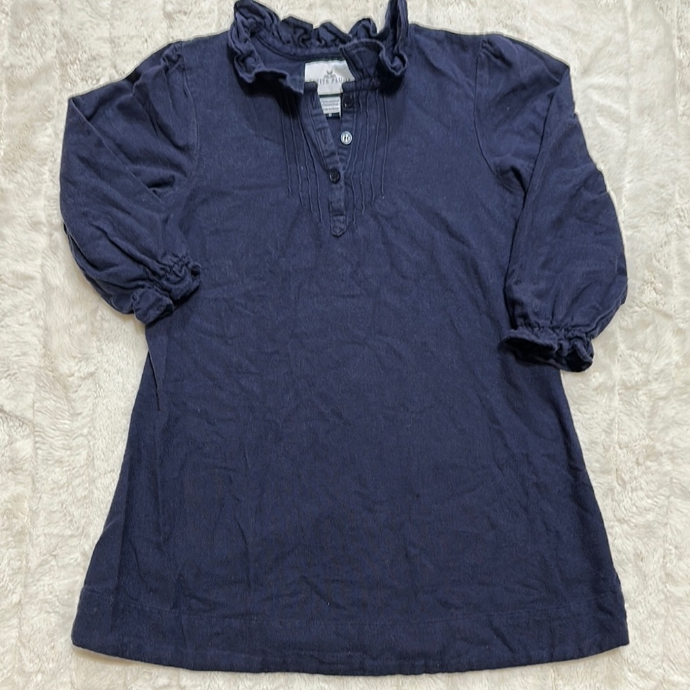 VGUC petit plume navy flannel long sleeve nightgown size 6